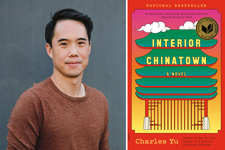 photo of a person next to a cover of a book called Interior Chinatown